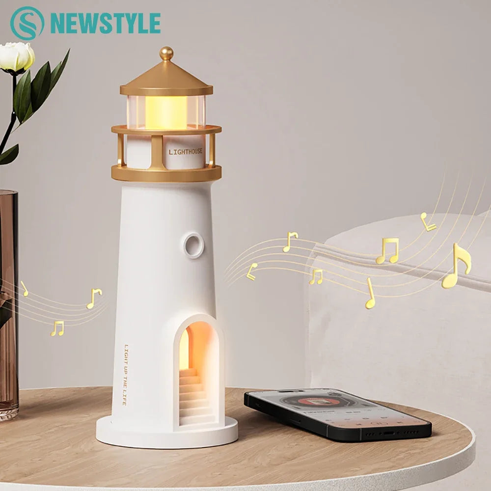 Moon Projection Lighthouse Night Light – Dimmable, Motion Sensor, Bluetooth Music, Timing Ambient Lamp for Christmas & Birthday Gift
