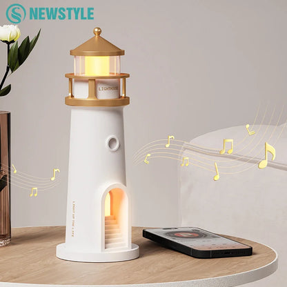 Moon Projection Lighthouse Night Light – Dimmable, Motion Sensor, Bluetooth Music, Timing Ambient Lamp for Christmas & Birthday Gift