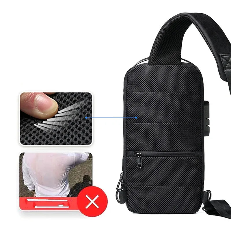 Men's USB Crossbody Bag – Anti-Theft, Waterproof Oxford Shoulder Bag, Multifunctional Waist Bag for Short Travel