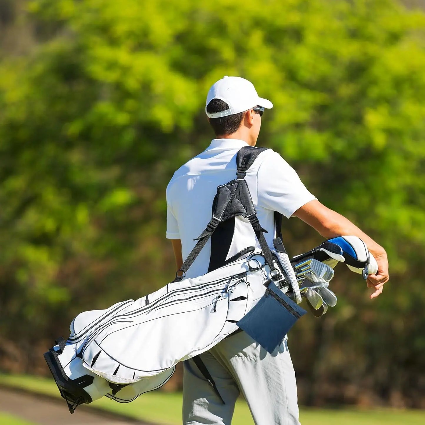 Golf Tee Pouch – Zipper Golf Ball Bag with Metal Lobster Claw Clip for Men & Women, Valuables Holder