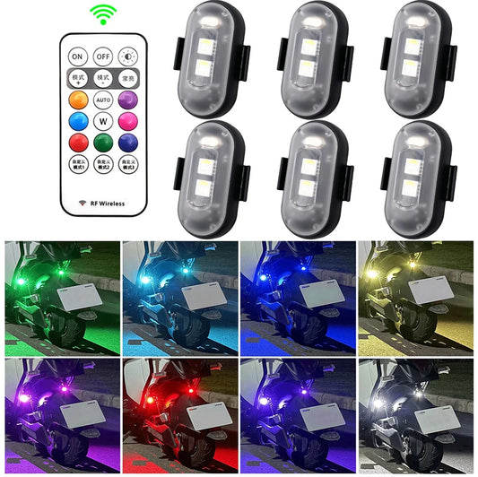 Wireless RGB LED Strobe Lights – Warning & Position Lights for Aircraft, Helicopters, and Motorcycles