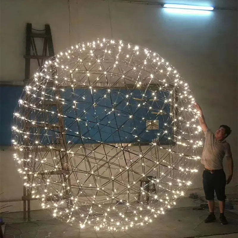 Italy Designer Spark Ball LED Chandelier – Stainless Steel Firework Pendant Lamp with Remote for Loft Living Room Decor