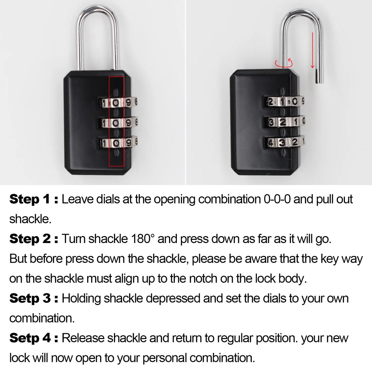 Small 3-Digit Combination Lock – Luggage, Backpack, Toolbox & Locker Padlock for Travel and Security