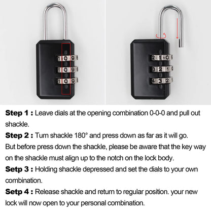 Small 3-Digit Combination Lock – Luggage, Backpack, Toolbox & Locker Padlock for Travel and Security