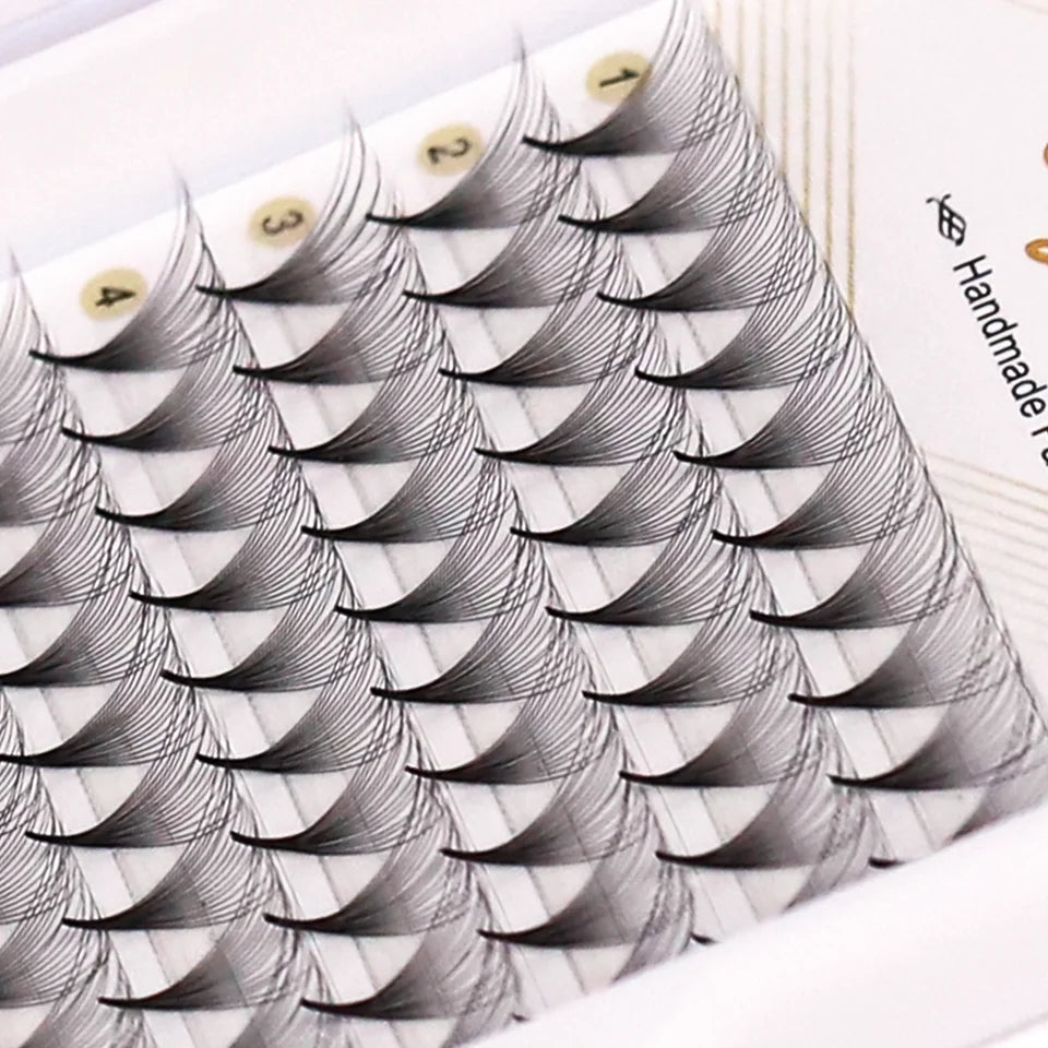 AGUUD 10-Tray Premade Volume Lashes – Super Fans with Needle Stem & Narrow Base for Eyelash Extensions