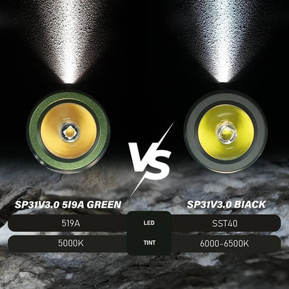 Sofirn SP31 V3.0 Tactical LED Flashlight — 2000LM SST40/519A USB-C Rechargeable 18650 Torch with Dual Switch