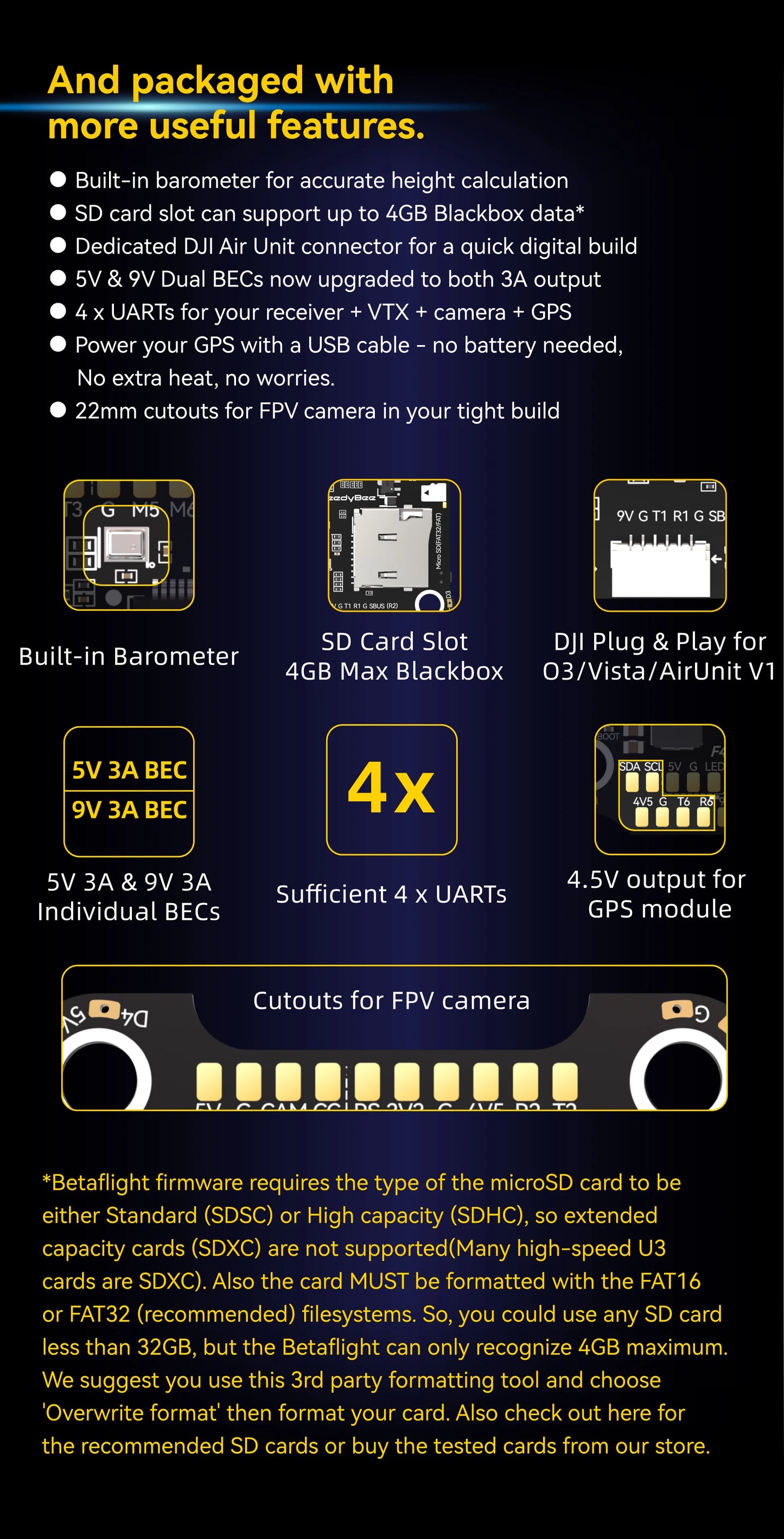 SpeedyBee F4 F405 V4 30x30 Stack – 55A/60A BLS 4-in-1 ESC, ICM42688P, Wireless Bluetooth FC for FPV Racing Drones, iNAV & Betaflight Compatible