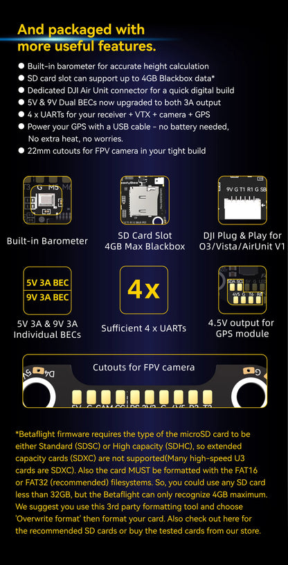 SpeedyBee F4 F405 V4 30x30 Stack – 55A/60A BLS 4-in-1 ESC, ICM42688P, Wireless Bluetooth FC for FPV Racing Drones, iNAV & Betaflight Compatible