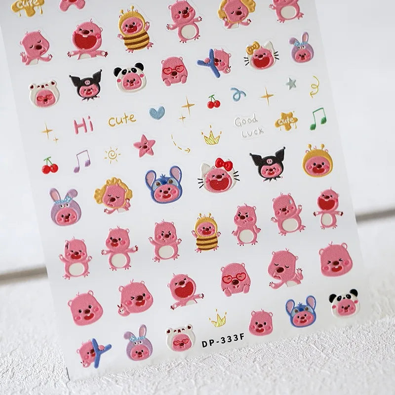 Cute Snoopy 5D Nail Stickers – Cartoon Anime Nail Art Decoration