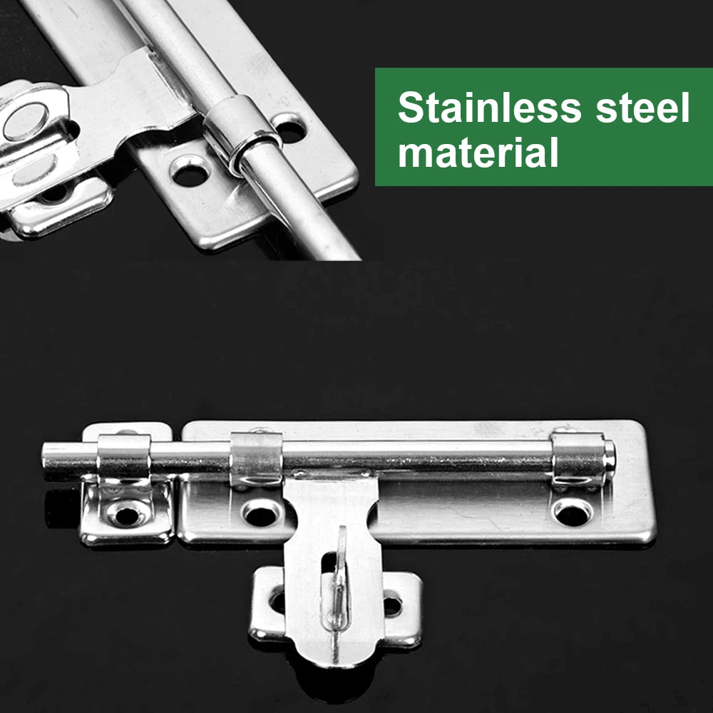 4-Inch Stainless Steel Door Lock – Barrel Bolt Latch Padlock Clasp Set for Doors, Windows, Drawers & Cupboards (Brushed Finish)