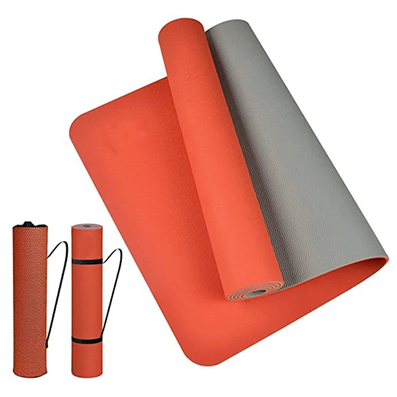 Thick Two-Color Non-Slip TPE Yoga Mat – High-Quality, Odorless Fitness Mat 180x57cm for Home Workouts