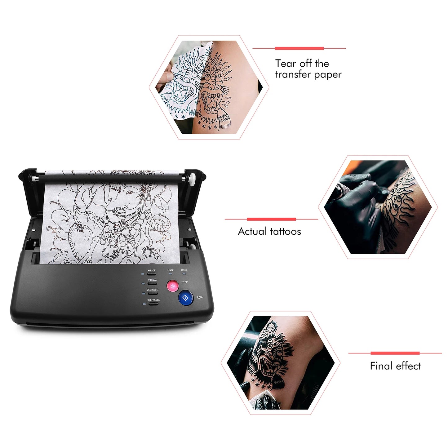 Tattoo Transfer Machine - Stencil Copier Printer, Thermal Drawing Tool for Tattoo Photos & Transfer Paper for Beginners