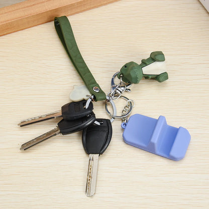 Portable Keychain Mobile Phone Holder: Creative Keyring Stand for iPhone & Samsung - Lightweight Mini Desk Support