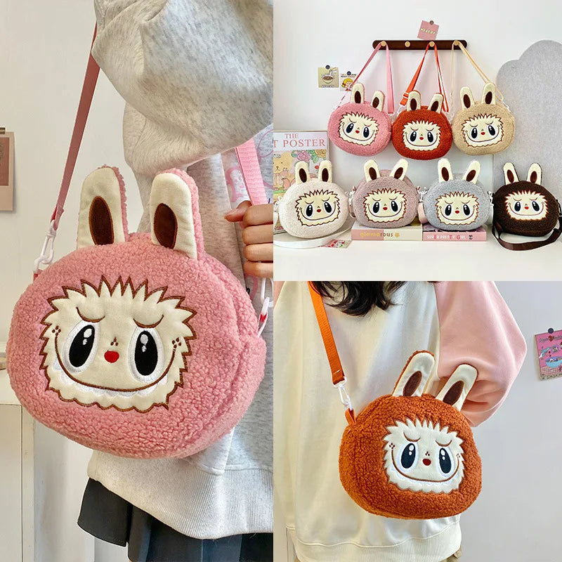 Labu Cartoon Crossbody Plush Bag – Kids Backpack & Shoulder Bag Doll Change Purse, Perfect Gift for Girls