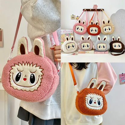 Labu Cartoon Crossbody Plush Bag – Kids Backpack & Shoulder Bag Doll Change Purse, Perfect Gift for Girls