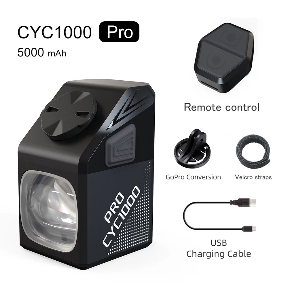 CYCLAMI CYC 1000 Lumen Bike Headlight – Ultra Bright Front Lamp with GoPro Mount & Wireless Remote for MTB & Road
