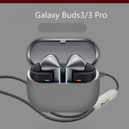 Bluetooth Earphone Case for Samsung Galaxy Buds 3 Pro – Soft Silicone Protective Cover with Lanyard