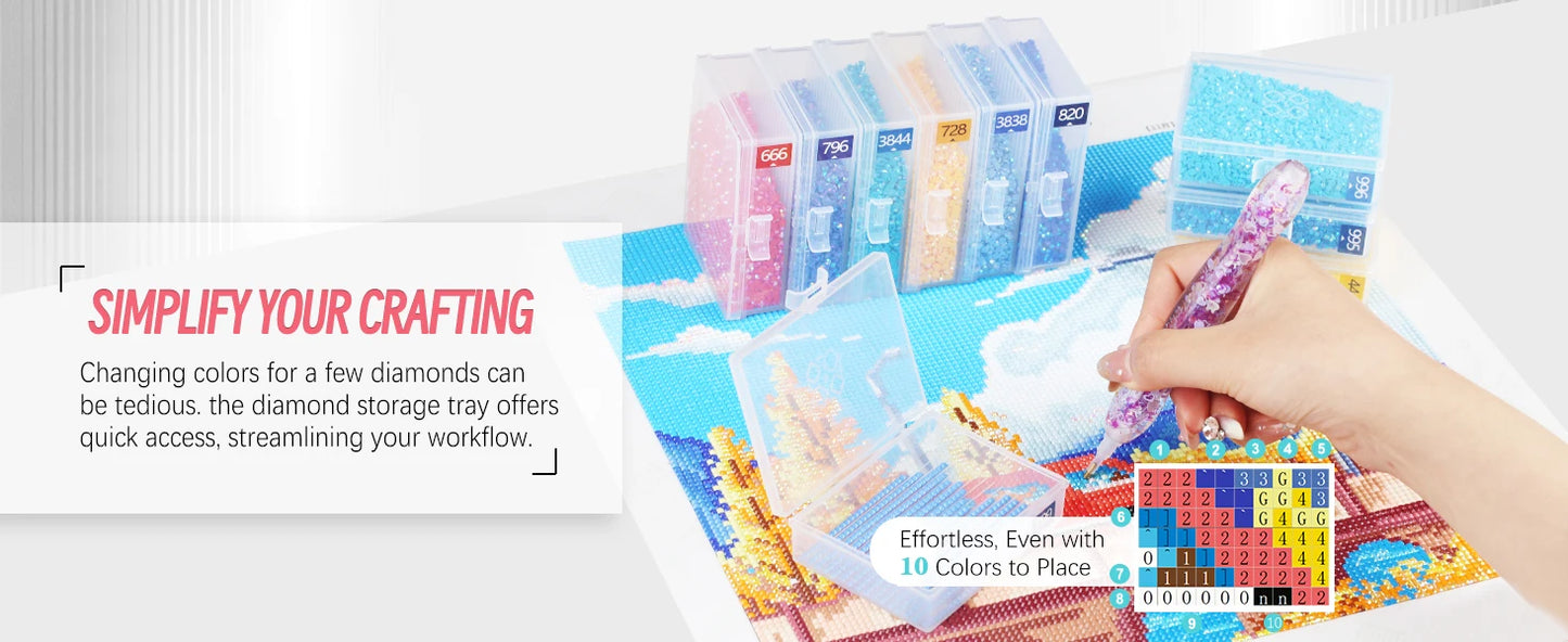 45pcs Diamond Painting Accessories – 2 in 1 Storage Trays with Lids & Bead Organizer