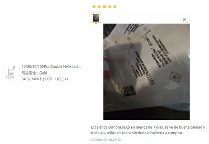 Double Helix Luer Syringe Connector – Sterile Transparent PP Pneumatic Parts, Leak-Proof Drug Guide Device (10/20/50/100pcs)