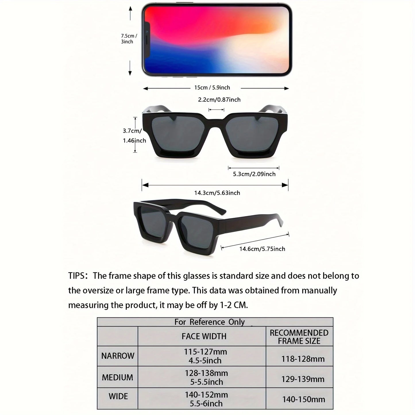 1 or 2 PC Classic Square Plastic Frame Sunglasses – Unisex Daily Fashion Shades & Eyewear Accessories