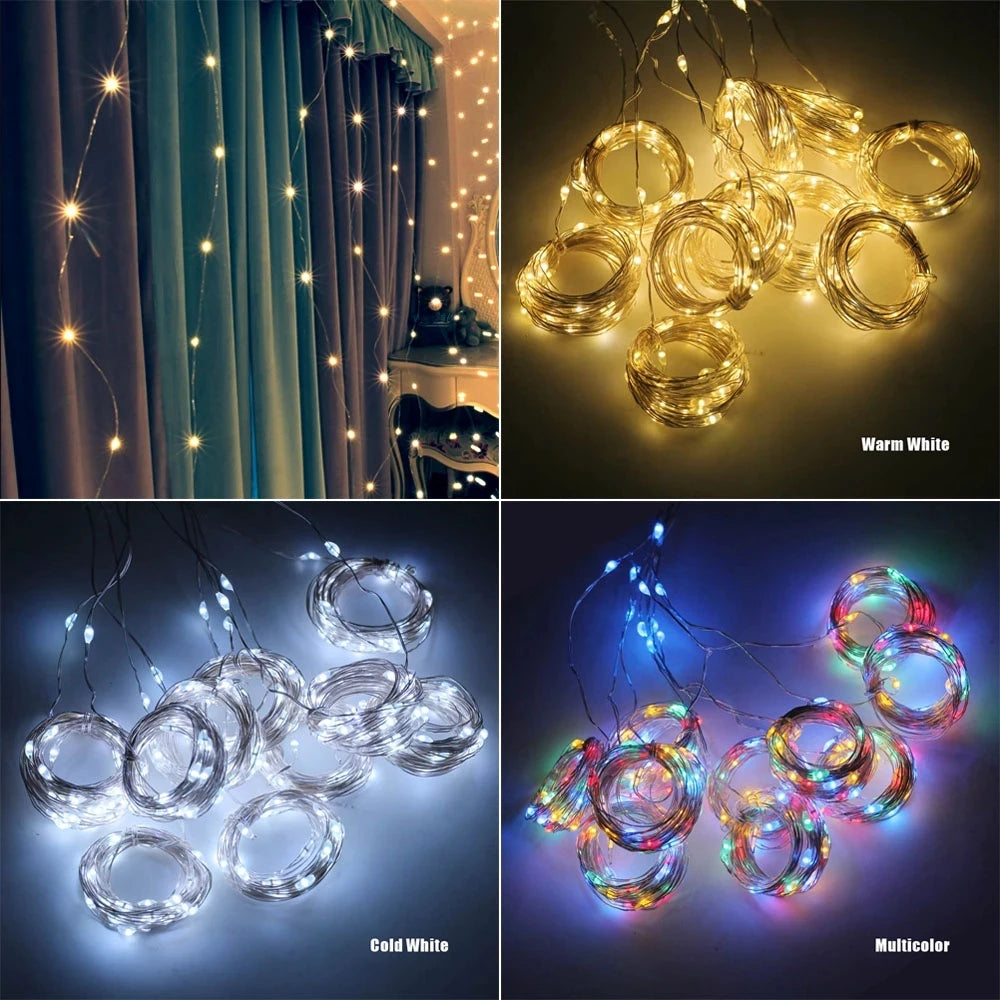 USB LED Curtain String Lights — 3x3/3x2/3x1 Fairy Light Garland for Christmas, Wedding, Home & Bedroom Decoration
