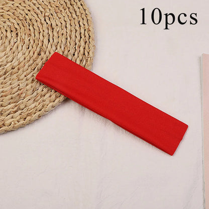 10 Pcs Elastic Hair Bands - Solid Color Fashion Headbands for Women, Sports, Running, Fitness, Yoga & Makeup Accessories