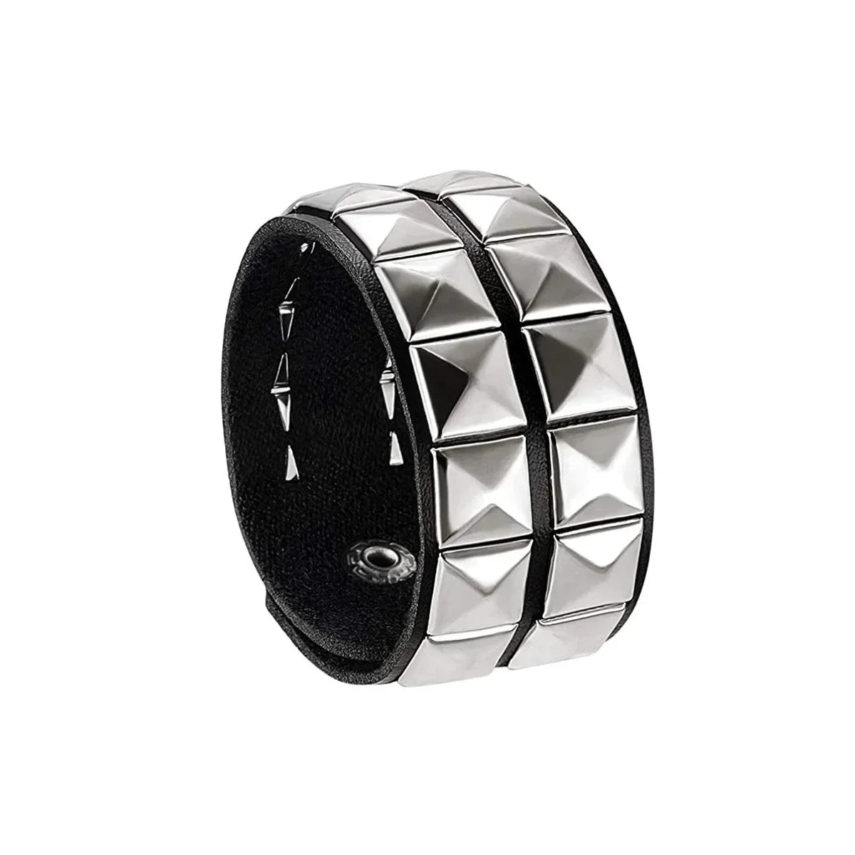 New Punk Fashion Black Leather Cuff Bracelet for Men & Women - Rivets Stud Charm Wristband Bangle, Gothic Jewelry 2024