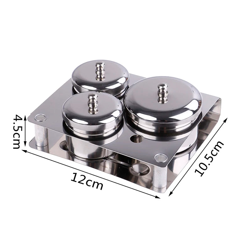 3-Piece Stainless Steel Dappen Dish Set – Manicure Nail Art Powder & Liquid Container Organizer Tray