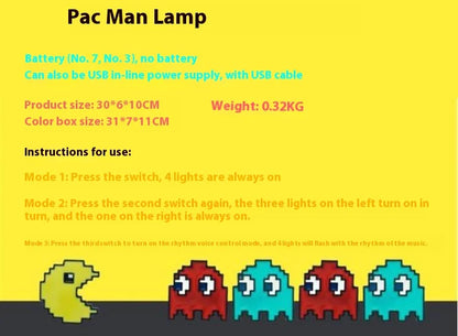 3D Illusion LED Gaming Night Light — Pixel Ghost Action Character Lamp for Room Decoration