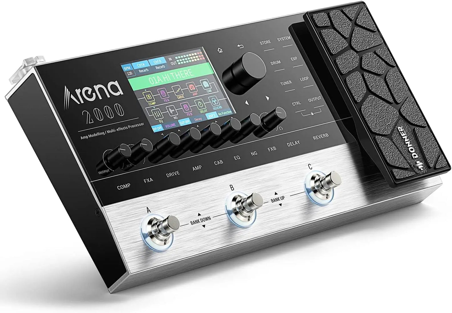 Donner Arena 2000 Multi-Effect Pedal – 278 Effects, IR AMP, Drum Looper, MIDI In, Software App for Electric Guitar