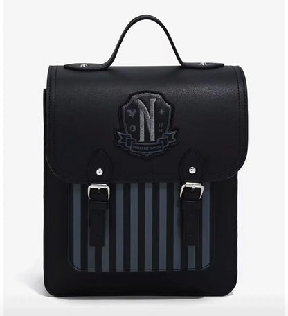 Wednesday Addams Backpack — Schoolgirl Nevermore College Cosplay Messenger Bag for Kids & Fans Gift
