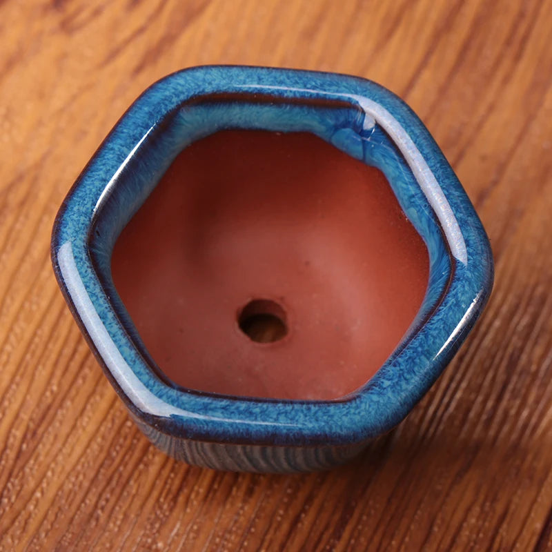 Mini Chinese Style Ceramic Bonsai Pot – Breathable Succulent Planter with Drainage Holes for Home
