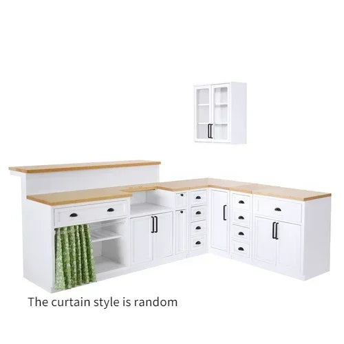 1/6 Scale BJD Dollhouse Wooden Shelf & Sink Cabinet — Miniature Kitchen Furniture Accessory for Dollhouse Bar Counter