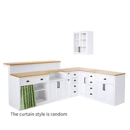 1/6 Scale BJD Dollhouse Wooden Shelf & Sink Cabinet — Miniature Kitchen Furniture Accessory for Dollhouse Bar Counter