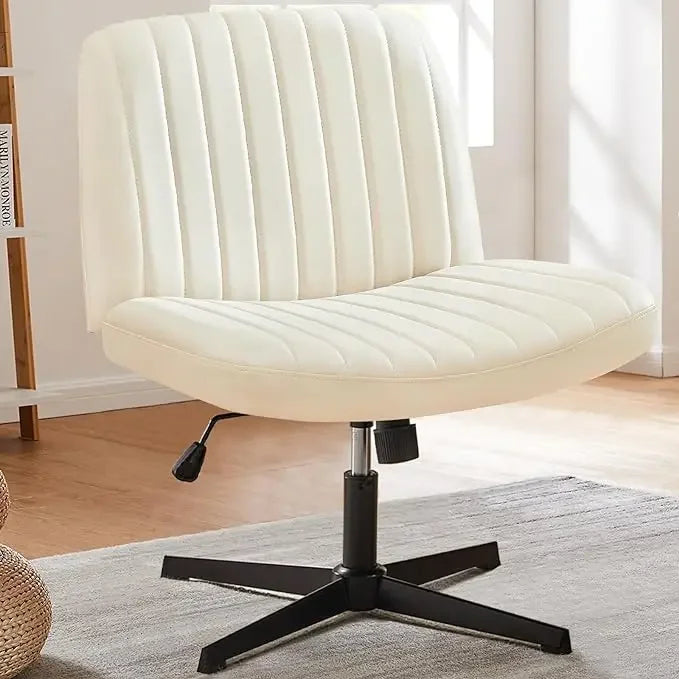 Armless Criss Cross Legged Swivel Office Chair - Wide Desk Chair Without Wheels