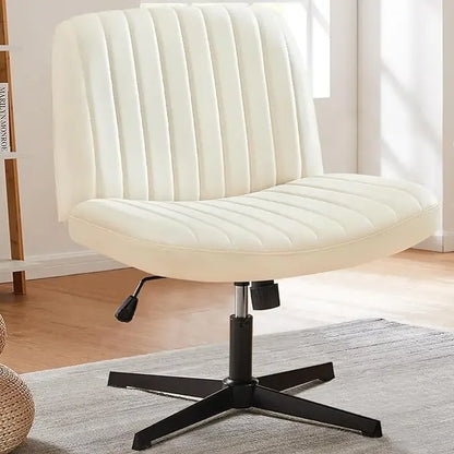 Armless Criss Cross Legged Swivel Office Chair - Wide Desk Chair Without Wheels