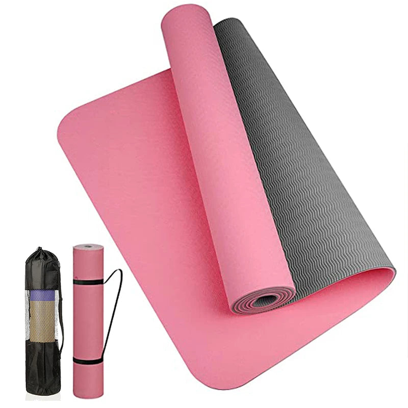 Thick Two-Color Non-Slip TPE Yoga Mat – High-Quality, Odorless Fitness Mat 180x57cm for Home Workouts