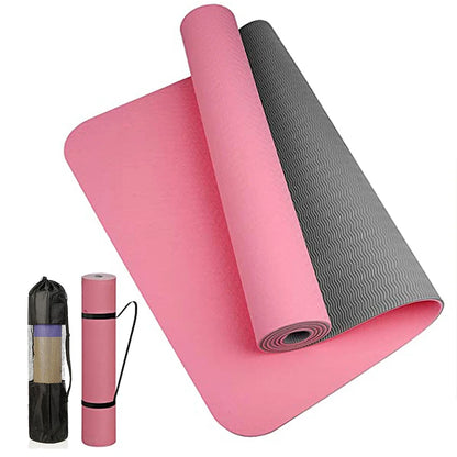 Thick Two-Color Non-Slip TPE Yoga Mat – High-Quality, Odorless Fitness Mat 180x57cm for Home Workouts