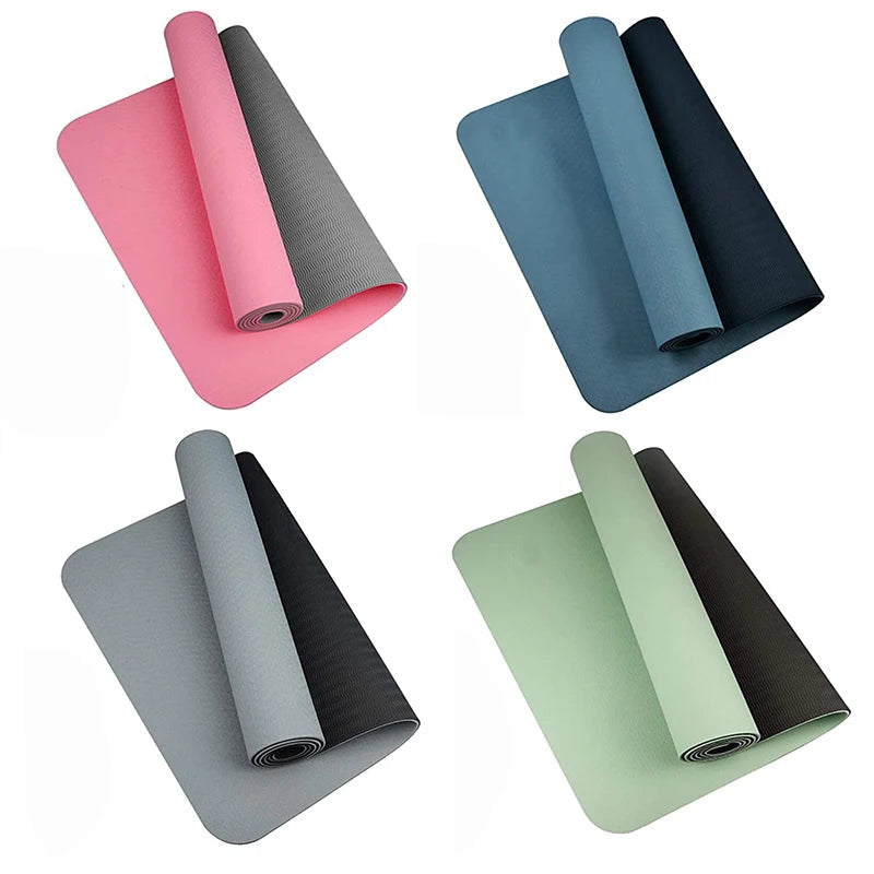 Thick Two-Color Non-Slip TPE Yoga Mat – High-Quality, Odorless Fitness Mat 180x57cm for Home Workouts