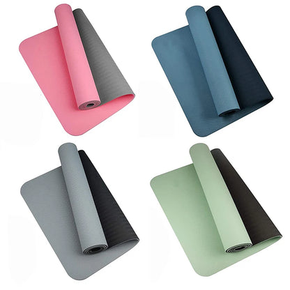 Thick Two-Color Non-Slip TPE Yoga Mat – High-Quality, Odorless Fitness Mat 180x57cm for Home Workouts