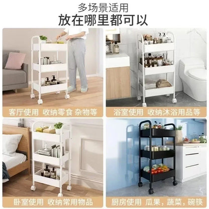 Multi-Layer Trolley Storage Rack - Mobile Organizer for Kitchen, Bedroom, and Bathroom, Ideal for Snacks and Baby Items