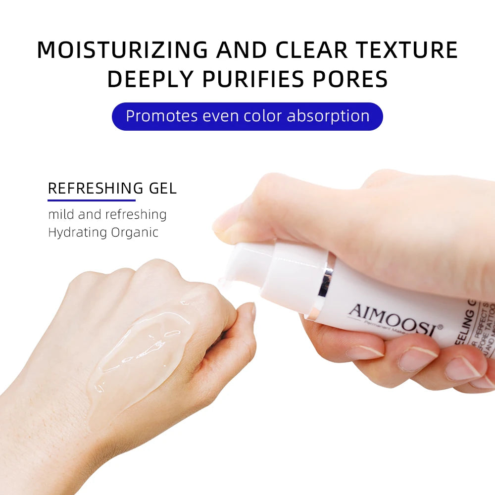 Aimoosi Exfoliating Gel – Clean Skin Cuticle Prep for Semi-Permanent Microblading, Eyebrow & Lip Tattoo Coloring