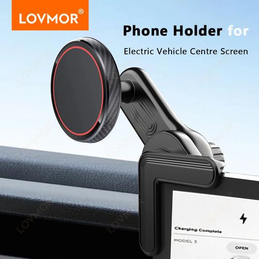 Magnetic Phone Holder for Car Display Screen Side: 360 Degree Rotation Car Mount for iPhone 12, 13, 14, 15 Pro Max - Tesla Accessories