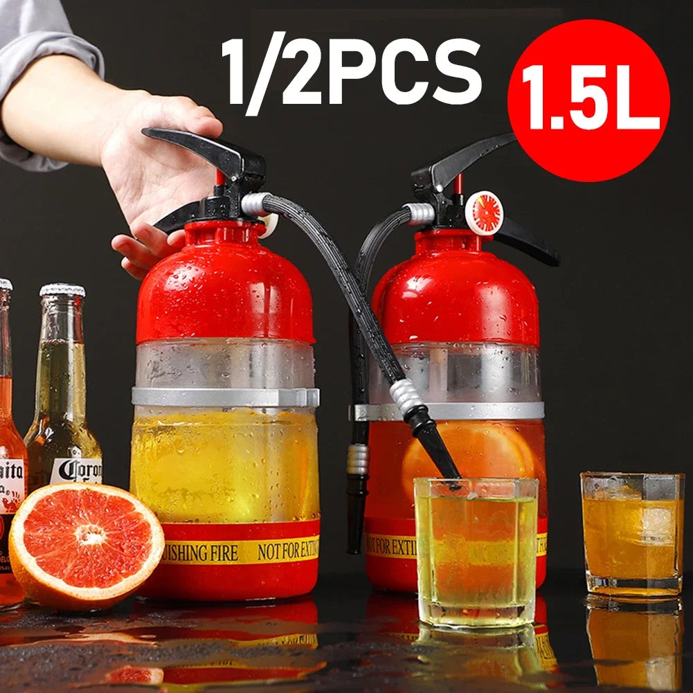 1.5L Beer & Liquor Dispenser — Creative Fire Extinguisher Shape Acrylic Container, Large Capacity for Wine, Spirits & Beer