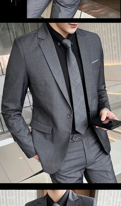 Men’s 3-Piece Suit 6XL — Blazer, Vest & Trousers, Italian Style Fashion Business Wedding Formal Gentleman Dress