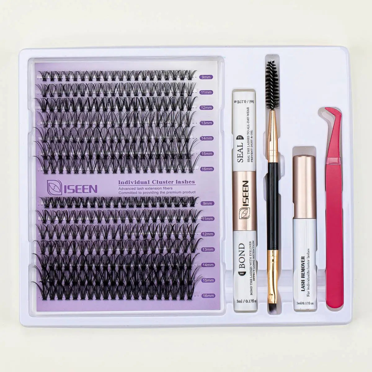 DIY Lash Extension Kit – Mix Styles Lash Clusters, Individual Lashes, Bond & Seal, Remover, Tweezers & Lash Brush for Easy Self-Application Makeup
