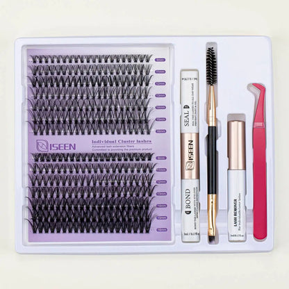 DIY Lash Extension Kit – Mix Styles Lash Clusters, Individual Lashes, Bond & Seal, Remover, Tweezers & Lash Brush for Easy Self-Application Makeup