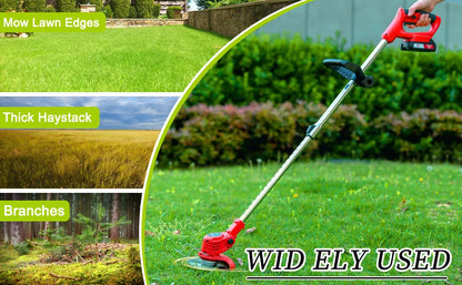 OUTIGO Cordless String Trimmer & Edger — 2×21V Battery Grass Trimmer with Blade Attachments