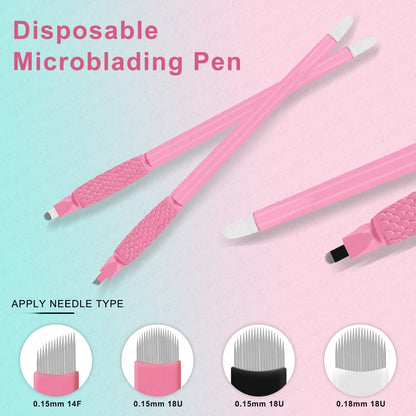 10pcs Disposable Microblading Pens – 18U & 14F Semi-Permanent Eyebrow Hand Tools