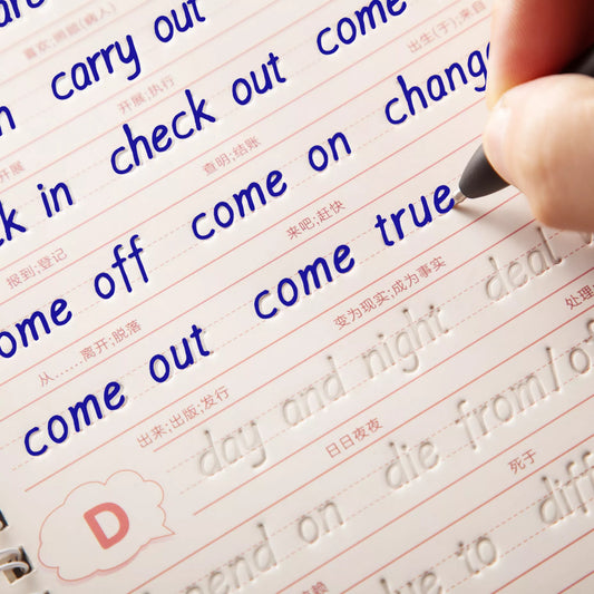 3D Groove English Copybook: Practice Magic Learning Books for Junior Students - Handwriting Improvement, 1 Book with 6 Refills